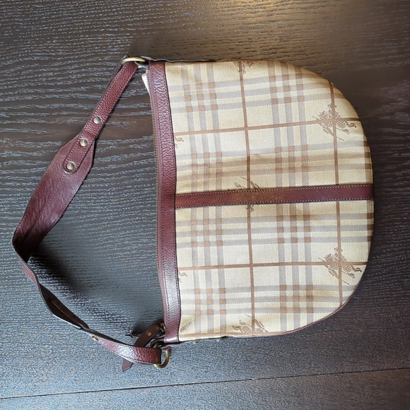 Burberry Brown/Beige House Check Fabric Sadie Hobo Bag - Picture 5 of 12